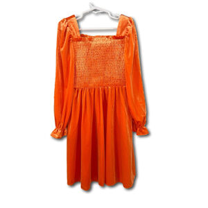 Arshiner Girls Dress Velvet Long Sleeve Ruched Orange Size 6-7